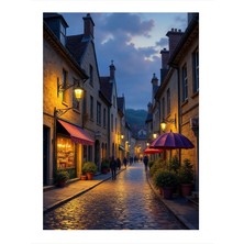 Tablomega Gece Sokak Lambaları Dekoratif Mdf Tablo 18cm X 27cm