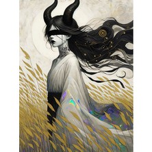 Tablomega Boynuzlu Kadın Art Mdf Poster 25cmx 35cm