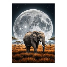 Tablomega Ay Işığında Fil Dekoratif Mdf Tablo 18cm X 27cm