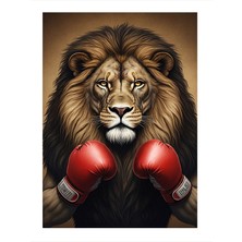 Tablomega Boksör Aslan Art Mdf Poster 25cmx 35cm
