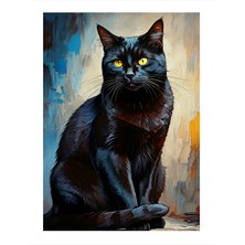 Tablomega Siyah Kedi Modern Mdf Tablo 18cm X 27cm