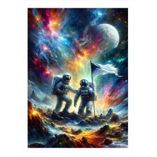 Tablomega Astronotlar Ve Gezegenler Modern Ahşap Tablo 25cmx 35cm