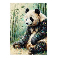 Tablomega Panda Ve Yapraklar Ahşap Tablo 35cm X50cm
