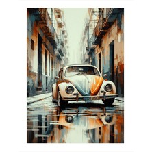 Tablomega Nostaljik Vosvos Araba Sokakta Model Mdf Tablo 18cm X 27cm