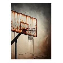 Tablomega Paslı Basket Potası Dekoratif Ahşap Tablo 18cm X 27cm