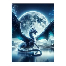 Tablomega Ay Işığında Ejderha Model Mdf Tablo 25cmx 35cm
