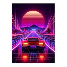 Tablomega Neon Araba Yarışı Desenli Mdf Tablo 35cm X50cm