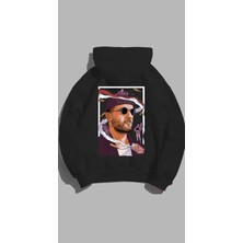 Unisex Oversize Kalıp Baskılı 3 Iplik Leon Detaylı Hoodie  Kapşonlu Sweatshirt