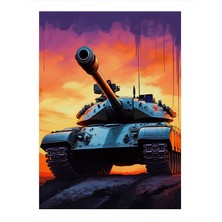 Tablomega Tank Ve Alevler Desenli Ahşap Tablo 25cmx 35cm