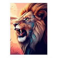Tablomega Kükreyen Aslan Model Ahşap Tablo 18cm X 27cm