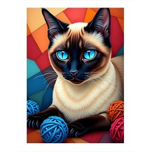 Tablomega Mavi Gözlü Kedi Dekoratif Ahşap Tablo 25cmx 35cm