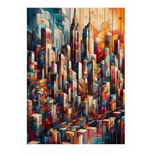 Tablomega Sürrealist Renkli Evler Art Mdf Poster 18cm X 27cm