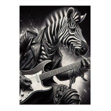 Tablomega Gitar Çalan Zebra Art Mdf Tablo 25cmx 35cm