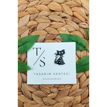 Tasarım Sentezi Rozet Metal Broş Yaka Okul Çantası Kıyafet Şapka Takı Aksesuar Kedi Siyah Fularli Benekli Rosette