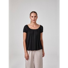 Relactive Kadın Kısa Kollu Büzgülü Bluz T-Shirt