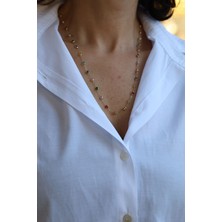 Yenigün Kuyumculuk 14 Ayar Altın Kadın  Renkli Taşlı Kolye