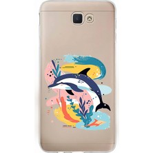 Zeyno Samsung Galaxy J7 Prime Uyumlu Yunuslar  Desenli Silikon Kılıf