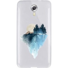 Zeyno General Mobile Gm5 Uyumlu Dağ ve Ay  Desenli Silikon Kılıf