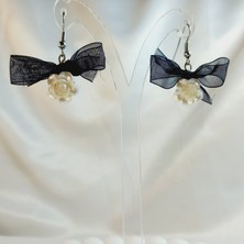 Crystal Atelier Kurdele Detaylı Aesthetic Soft Vibes Vintage Coquette Çiçek Inci Küpe