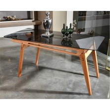 Vowturkey Damperli Camlı İskandinav Gürgen iskelet Salon&Mutfak Masası(80*160)