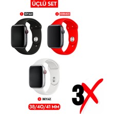 Ewec Üçlü Set | Apple Watch 3 4 5 6 7 8 9 Se 38-40-41 mm ve Series 10 (42 Mm) Uyumlu Silikon Kordon Seti