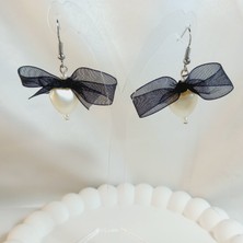 Crystal Atelier Kurdele Detaylı Aesthetic Soft Vibes Vintage Coquette Kalp Inci Küpe