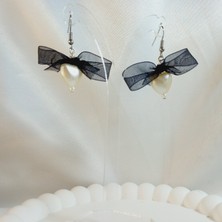 Crystal Atelier Kurdele Detaylı Aesthetic Soft Vibes Vintage Coquette Kalp Inci Küpe