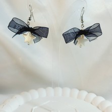 Crystal Atelier Kurdele Detaylı Aesthetic Soft Vibes Vintage Coquette Y2K Star Yıldız Inci Küpe