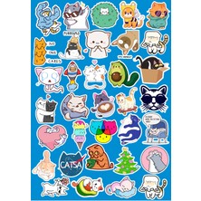Komik Cats Seri 1 Sticker Telefon Laptop Notebook Tablet Defter Matara Stiker Etiket