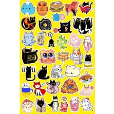 Komik Cats Seri 6 Sticker Telefon Laptop Notebook Tablet Defter Matara Stiker Etiket
