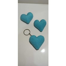 İnci Mode Amigurumi Hediyelik Dağıtmalık Düğün Kına Nikah Örgü Kalp Anahtarlık turkuaz