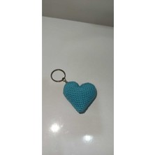 İnci Mode Amigurumi Hediyelik Dağıtmalık Düğün Kına Nikah Toptan Örgü Kalp Anahtarlık Açık Mavi