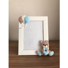 Bebek Çocuk Odası Çerçeve Kahve Ayıcık Mavi Krem Kahve Balon