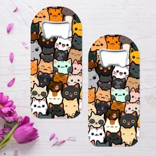 Çılgın Kediler Özel Tasarımlı Oval Uzun Açacaklı Magnet