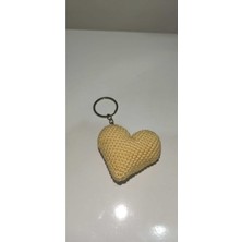 İnci Mode Amigurumi Dağıtmalık Düğün Kına Nikah Toptan Örgü Kalp Anahtarlık Sarı