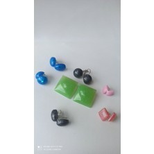 İnci Mode Trend Tasarım Epoksi Renkli Küpe 6lı Seti Anneler Günü Sevgililer Günü Hediye Yesil Set 3 S