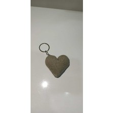 İnci Mode Amigurumi Hediyelik Dağıtmalık 10 Adet Düğün Kına Nikah Toptan Örgü Kalp Anahtarlık Koyu Krem