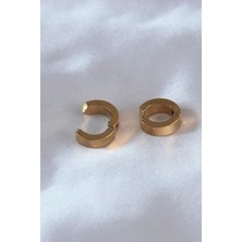 Clariss Populermarketim - 316L Çelik Gold Renk Sıkıştırmalı Erkek Küpe