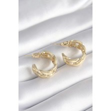 Clariss Populermarketim - Pirinç Gold Renk Zirkon Taş Detay Zincir Model Kadın Küpe