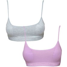 Pedli Ip Askılı Gri ve Pembe Büstiyer 2 Adet