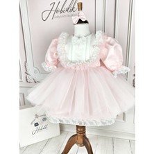 Hobidik Baby Kız Çocuk Pembe Tüllü Balon Kol Kabarık Elbise