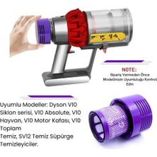 Polham Dyson V10 Serisi Ile Uyumlu Hepa Filtre, Yıkanabilir Dyson Hepa Filtre, Partikul Tutucu Filtre