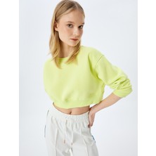 Koton Crop Oversize Bisiklet Yaka Basic Spor Sweatshirt