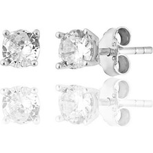 Zanaat Silver 925 Gümüş Pirlanta Montürlü Tektaş Küpe-3mm