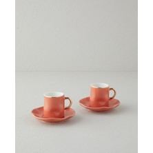 English Home Rolly New Bone China 4 Parça 2 Kişilik Kahve Fincan Takımı Terracotta