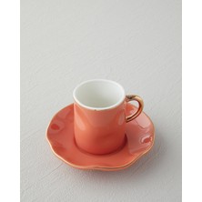 English Home Rolly New Bone China 4 Parça 2 Kişilik Kahve Fincan Takımı Terracotta