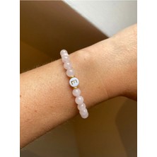 Mojo Jewellery Pembe Kuvars Saf Aşk Doğal Taş Bileklik