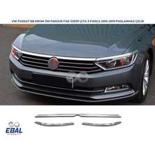 Ebal Oto Vw Passat B8 Krom Ön Panjur+ Far Üzeri Çıta 3 Prç. 2015-2019 Arası P.çelik