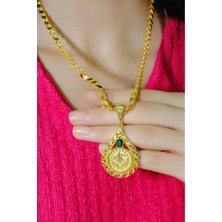 Aytek Gold 8 Ayar Tuğralı Yeşil Taşlı Pullu Kolye