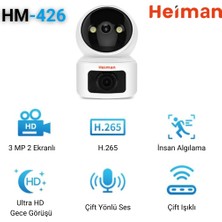 Heiman HM-426 Çift Kameralı Wifi Ptz Gece Görüşlü Bebek Kamerası